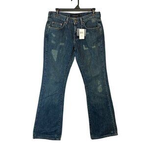 Calvin Klein Womens Distressed Flair Jeans Size 6X32 Blue Denim NWT